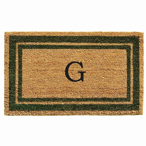 Calloway Mills Monogram Door Mat, Natural, Sage Green, 24 in W x 36 in L 153042436G - main